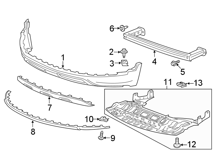 Diagram FRONT BUMPER. BUMPER & COMPONENTS. for your 2002 Chevrolet Suburban 2500 LS Sport Utility 8.1L Vortec V8 A/T RWD 