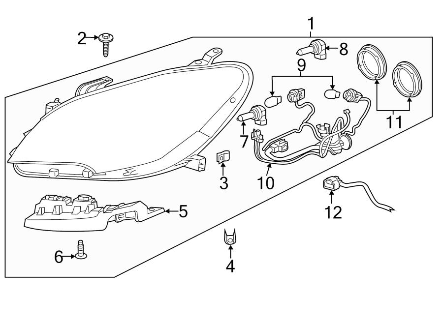 FRONT LAMPS. HEADLAMP COMPONENTS. Diagram