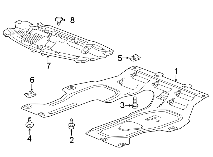 Diagram RADIATOR SUPPORT. SPLASH SHIELDS. for your 2018 GMC Sierra 2500 HD 6.6L Duramax V8 DIESEL A/T RWD Base Extended Cab Pickup Fleetside 