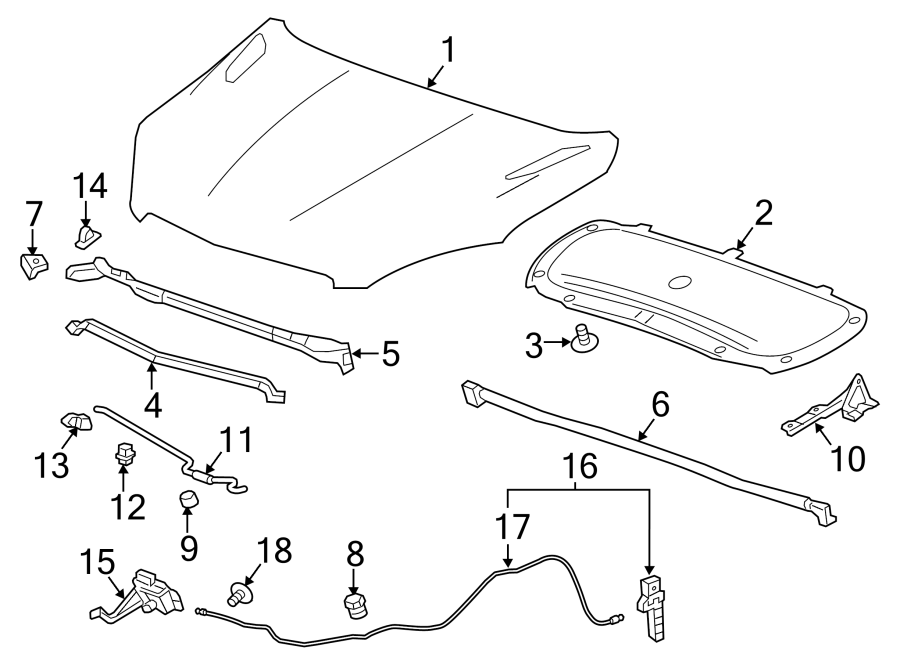 Diagram HOOD & COMPONENTS. for your 2007 GMC Sierra 1500 Classic SLT Extended Cab Pickup  