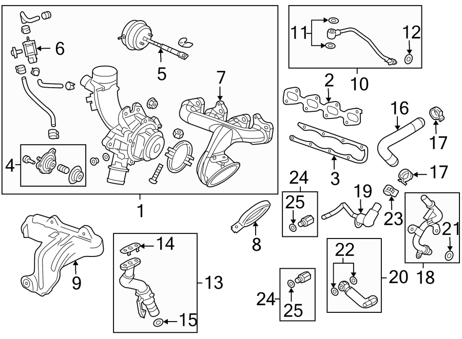 Diagram ENGINE / TRANSAXLE. TURBOCHARGER & COMPONENTS. for your 2013 Chevrolet Equinox   