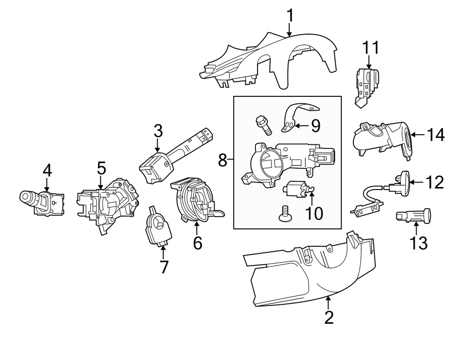 Diagram STEERING COLUMN. SHROUD. SWITCHES & LEVERS. for your 2017 Chevrolet Spark 1.4L Ecotec M/T LS Hatchback 