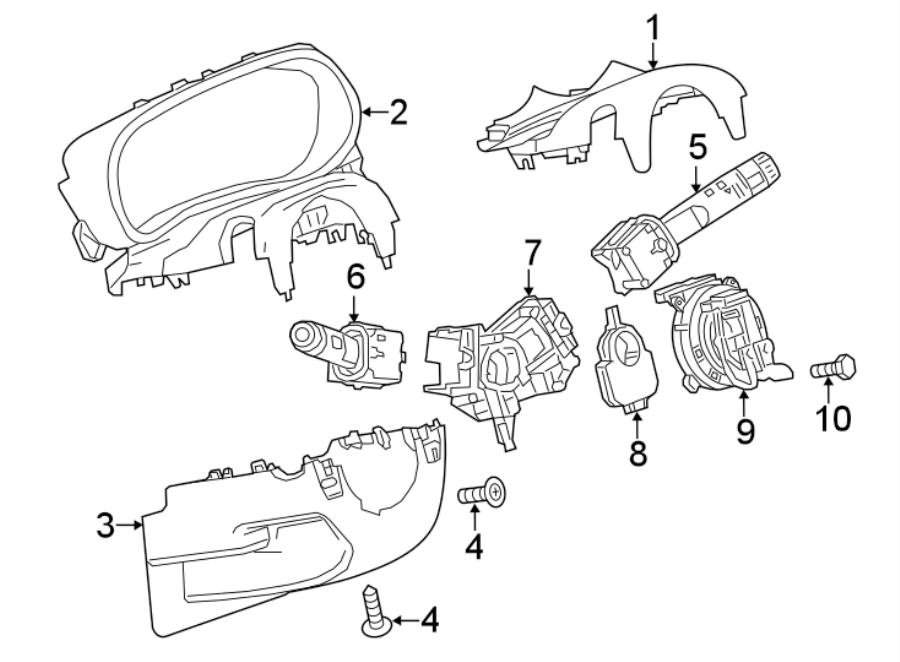 Diagram STEERING COLUMN. SHROUD. SWITCHES & LEVERS. for your 2017 Chevrolet Spark  LT Hatchback 