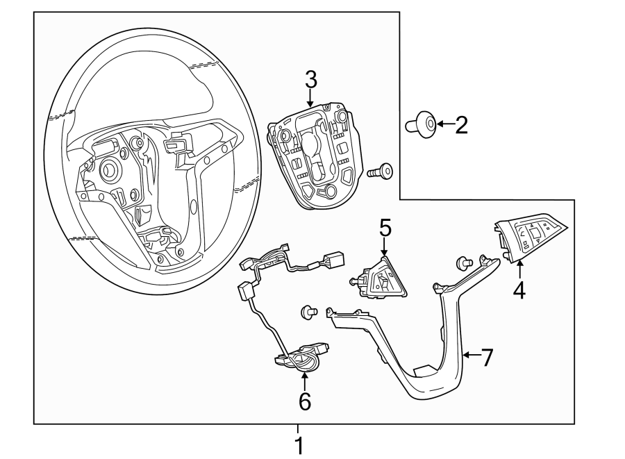 Diagram STEERING WHEEL & TRIM. for your 2021 Chevrolet Tahoe  Z71 Sport Utility  