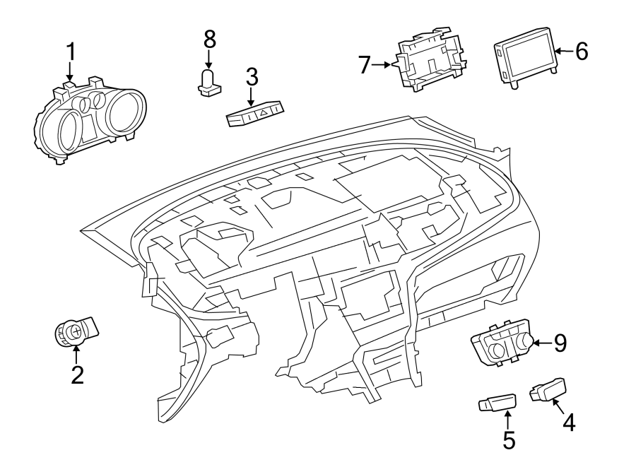 Diagram INSTRUMENT PANEL. CLUSTER & SWITCHES. for your 2020 Chevrolet Spark   