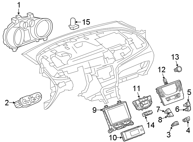 Diagram INSTRUMENT PANEL. CLUSTER & SWITCHES. for your 2017 Chevrolet Spark   