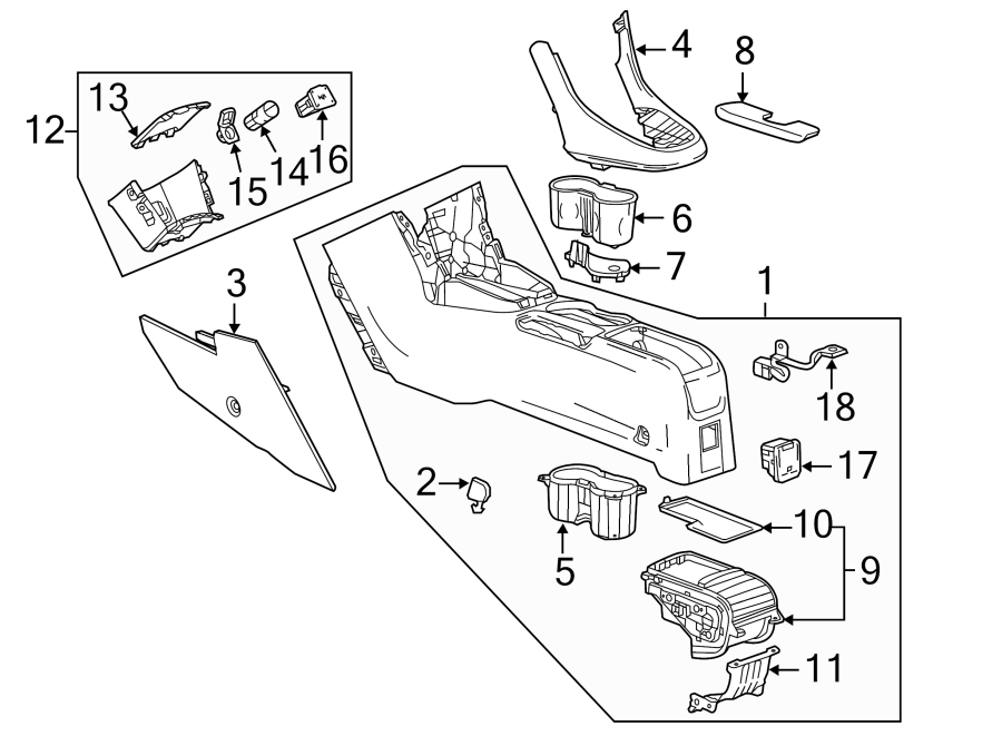 Diagram Front suspension. Center console. for your Cadillac ATS  