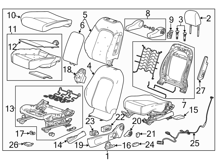 Diagram SEATS & TRACKS. DRIVER SEAT COMPONENTS. for your 2009 Chevrolet Silverado 2500 HD WT Extended Cab Pickup  