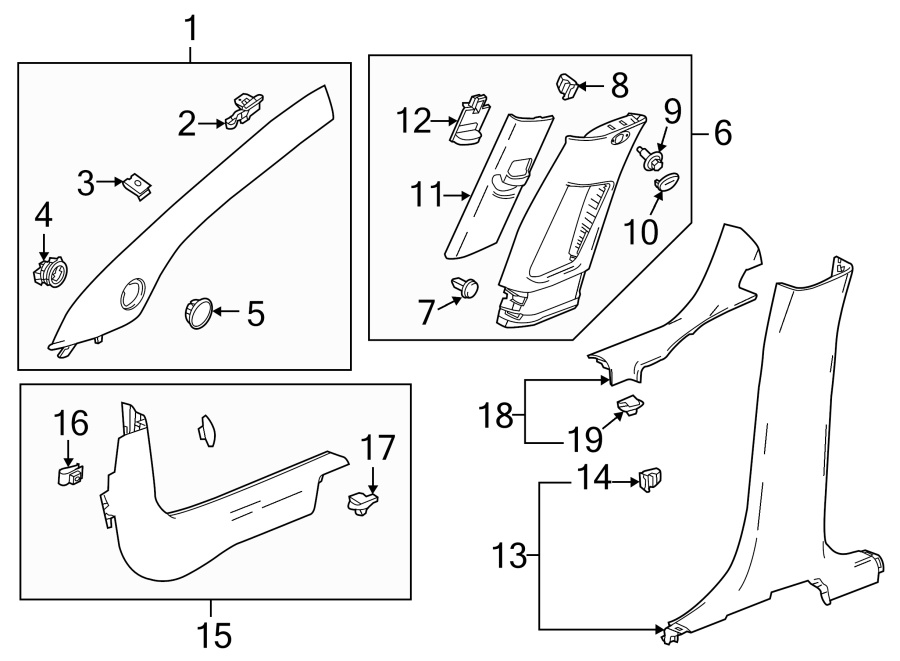 Diagram PILLARS. ROCKER & FLOOR. INTERIOR TRIM. for your Buick