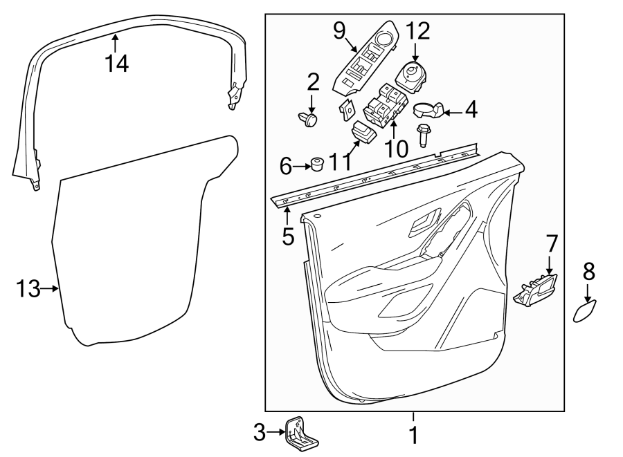 Diagram FRONT DOOR. INTERIOR TRIM. for your Chevrolet Spark  