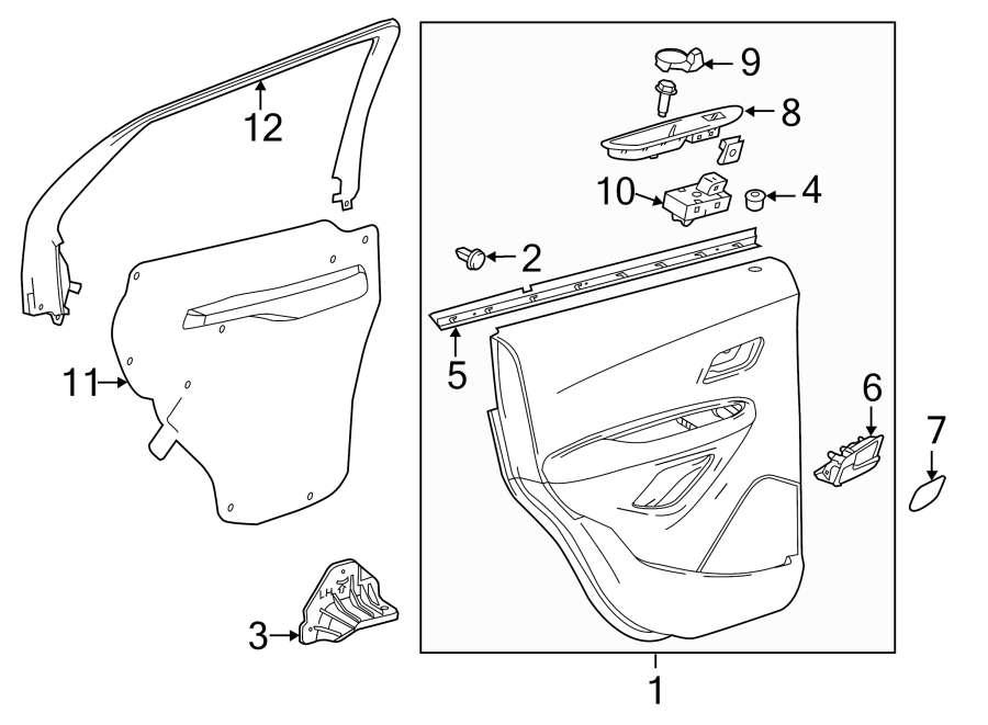 Diagram REAR DOOR. INTERIOR TRIM. for your 1991 Buick Century   