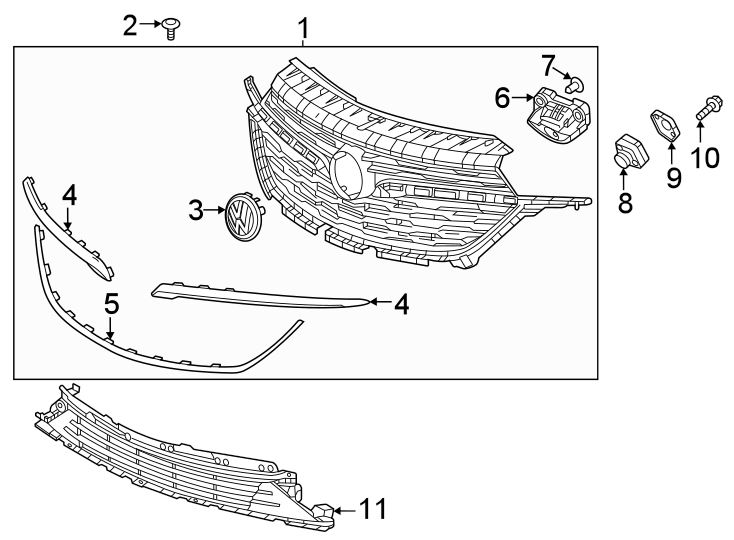 11Front bumper & grille. Grille & components.https://images.simplepart.com/images/parts/motor/fullsize/AN20020.png