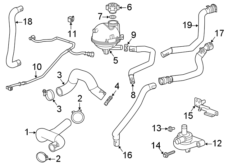 Diagram Radiator & components. for your 2005 Chevrolet Aveo    