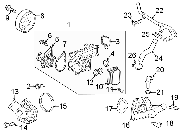 Diagram Water pump. for your 1995 Chevrolet K2500  Base Standard Cab Pickup Fleetside 4.3L Chevrolet V6 A/T 