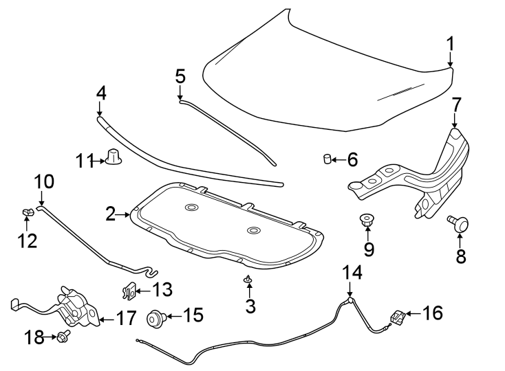 Diagram Hood & components. for your Cadillac Escalade EXT  