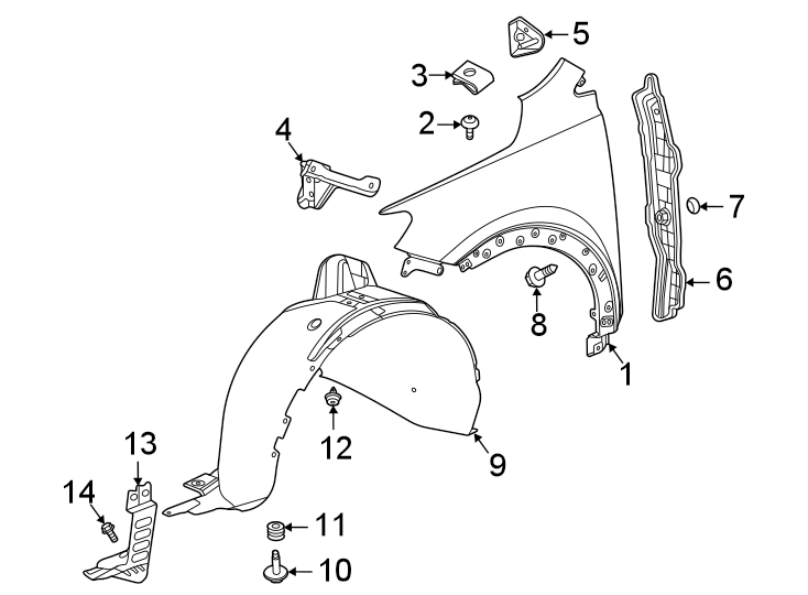 Diagram Fender & components. for your 2021 GMC Sierra 2500 HD 6.6L V8 A/T 4WD Base Extended Cab Pickup 