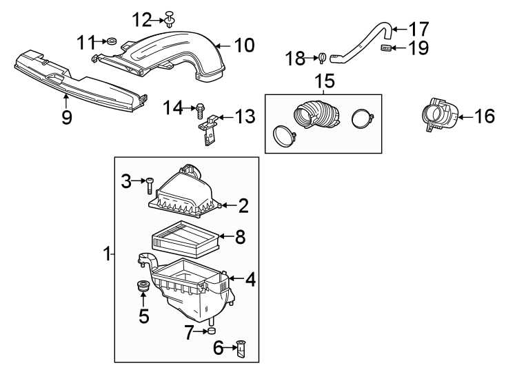 Diagram Engine / transaxle. Air intake. for your 2017 Chevrolet Spark   