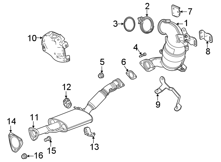 Diagram Exhaust system. Exhaust components. for your 2018 Chevrolet Camaro 6.2L V8 A/T SS Convertible 