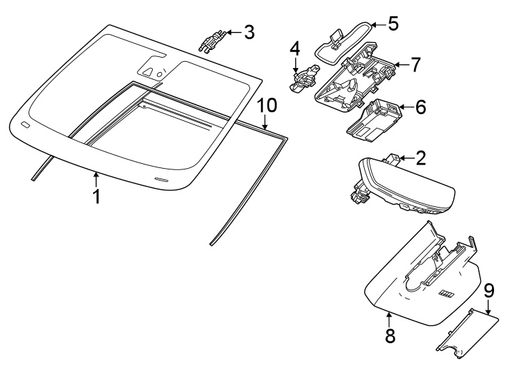 Diagram Windshield. Glass. Reveal moldings. for your 2015 Cadillac ATS   