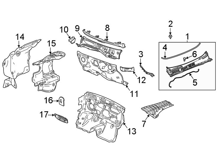 Diagram Cowl. for your 2020 Chevrolet Spark   