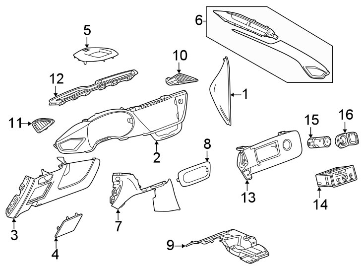 14Instrument panel components.https://images.simplepart.com/images/parts/motor/fullsize/AN20445.png