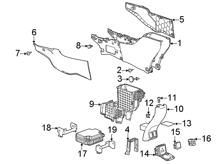 Diagram Center console. for your 2013 Cadillac ATS Base Sedan 2.0L Ecotec M/T RWD 