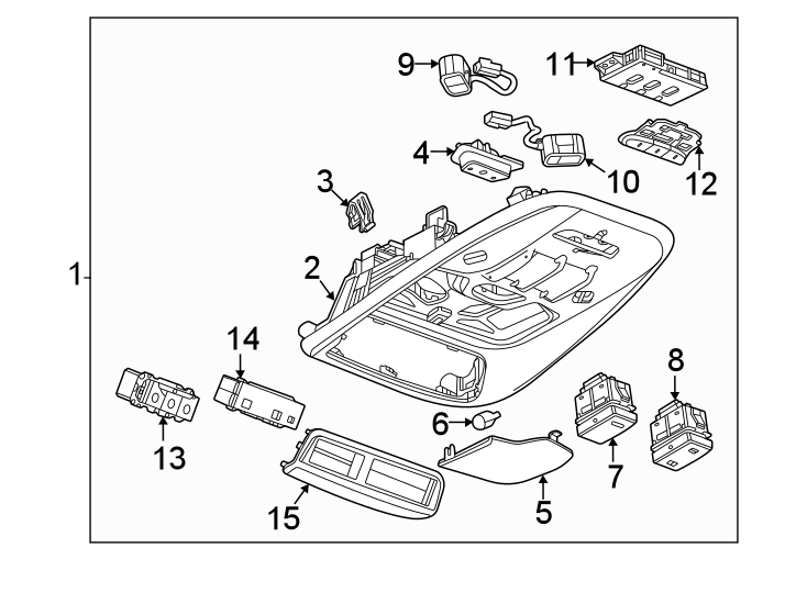 Diagram Overhead console. for your 2021 Cadillac XT4   