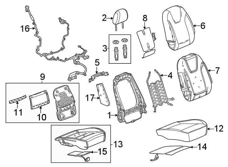 Seats & tracks. Passenger seat components.