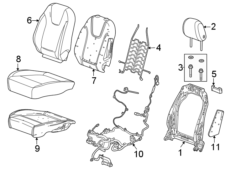 Diagram Seats & tracks. Driver seat components. for your 2013 Cadillac ATS Performance Sedan  