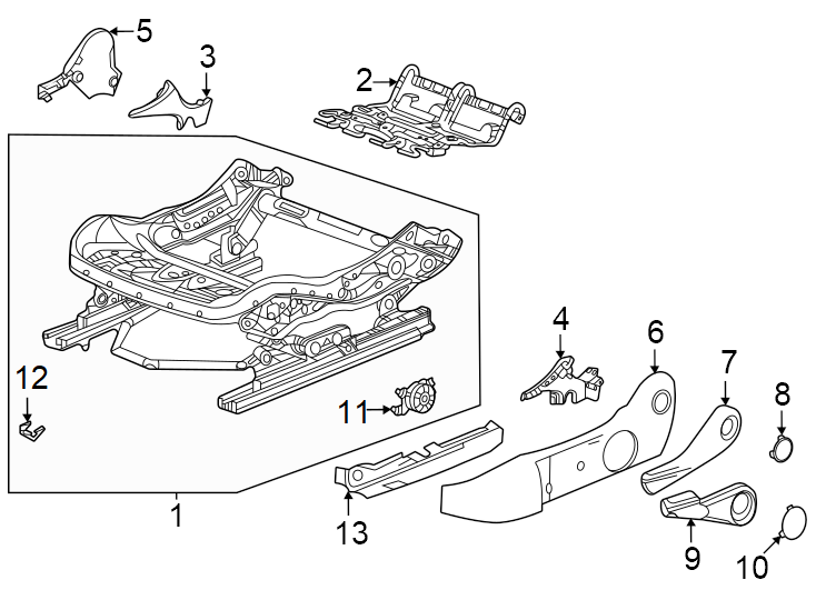 Diagram Seats & tracks. Manual seat tracks & components. for your 2004 Cadillac Escalade EXT   