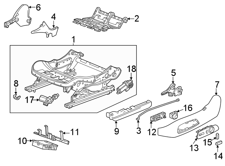 Diagram Seats & tracks. Power seat tracks & components. for your 2004 Cadillac Escalade EXT   