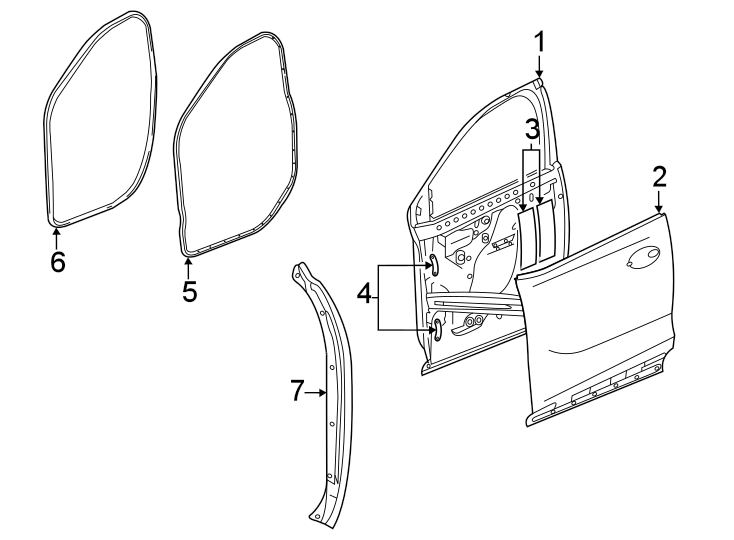 Diagram Front door. Door & components. for your 2008 Buick Enclave    