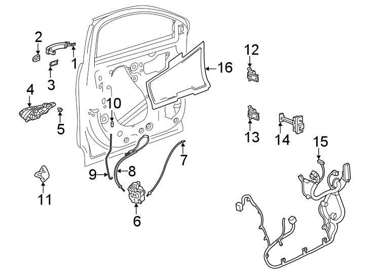 Diagram Front door. Lock & hardware. for your 2009 Pontiac G5   