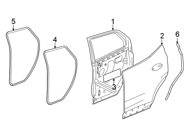 Diagram Rear door. Door & components. for your 2010 Buick Enclave    