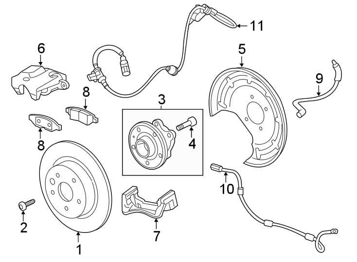 Diagram Rear suspension. Brake components. for your 2015 GMC Sierra 2500 HD 6.6L Duramax V8 DIESEL A/T RWD SLE Standard Cab Pickup Fleetside 