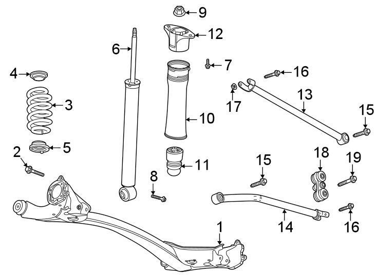 Diagram Rear suspension. Suspension components. for your 2016 GMC Sierra 2500 HD 6.0L Vortec V8 A/T 4WD SLE Standard Cab Pickup 