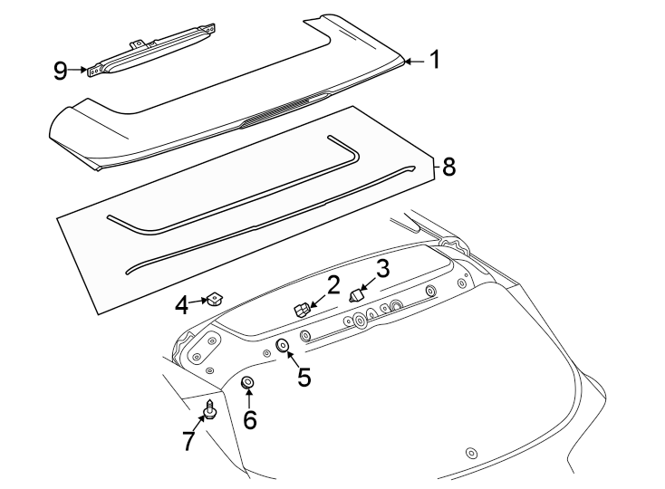 Diagram Lift gate. Spoiler. for your 2025 Cadillac XT4   