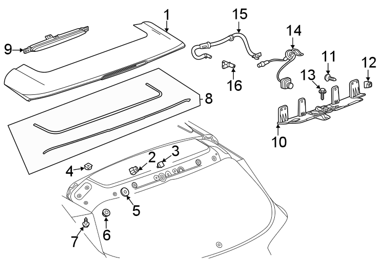 Diagram Lift gate. Spoiler. for your 2025 Cadillac XT4   