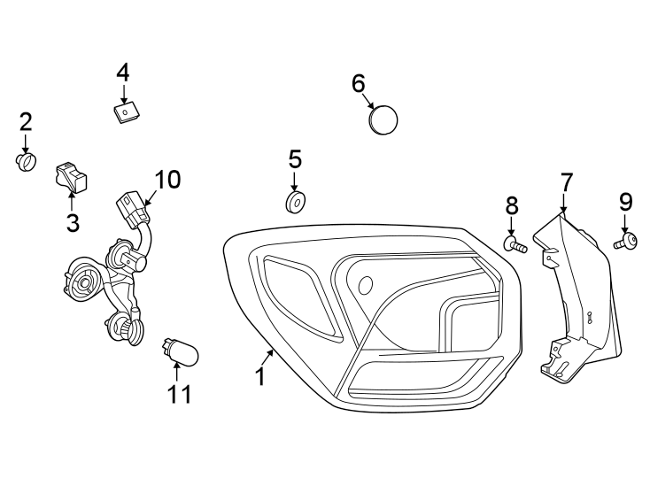 Diagram Rear lamps. Tail lamps. for your 2020 Chevrolet Spark 1.4L Ecotec CVT ACTIV Hatchback 