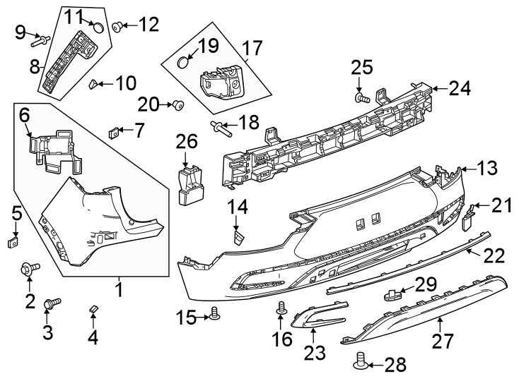 13Rear bumper. Bumper & components.https://images.simplepart.com/images/parts/motor/fullsize/AN20845.png