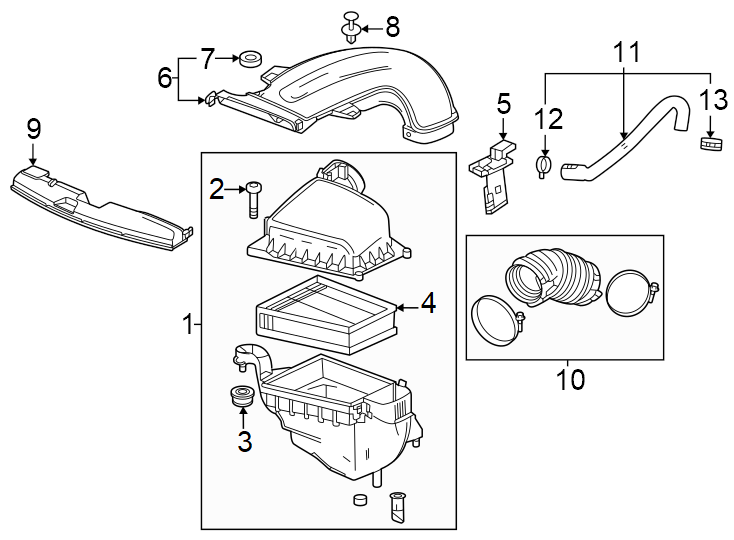 Diagram Engine / transaxle. Air intake. for your 2016 Chevrolet Spark 1.4L Ecotec M/T LS Hatchback 