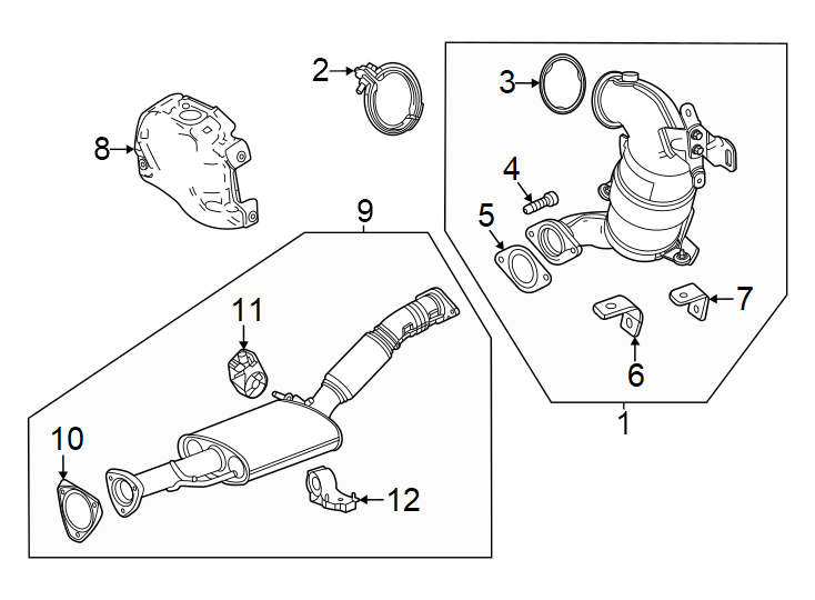 Diagram Exhaust system. Exhaust components. for your 2018 Chevrolet Equinox 1.5L Ecotec A/T FWD LT Sport Utility 