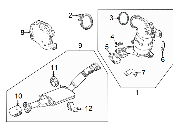 Diagram Exhaust system. Exhaust components. for your 2016 Chevrolet Express 3500 LT Extended Passenger Van 4.8L Vortec V8 FLEX A/T 