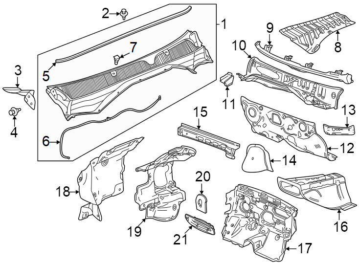 Diagram Cowl. for your 2020 Chevrolet Spark   