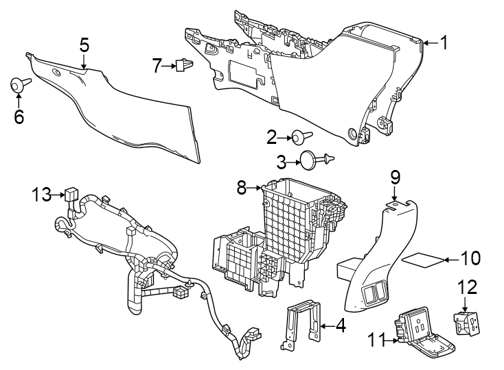 Diagram Center console. for your 2013 Cadillac ATS Base Sedan 2.0L Ecotec M/T RWD 