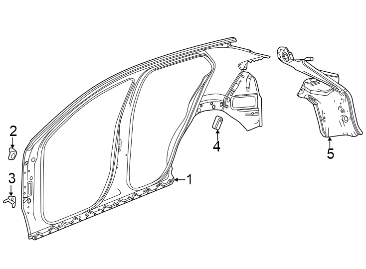 Diagram Pillars. Rocker & floor. Uniside. for your 2021 GMC Sierra 2500 HD  SLT Extended Cab Pickup Fleetside 