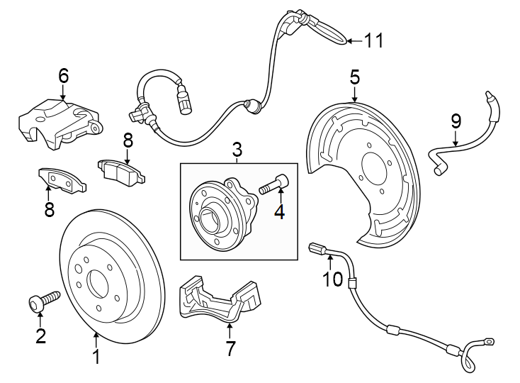 Diagram Rear suspension. Brake components. for your 2017 GMC Sierra 2500 HD 6.6L Duramax V8 DIESEL A/T 4WD SLE Standard Cab Pickup Fleetside 