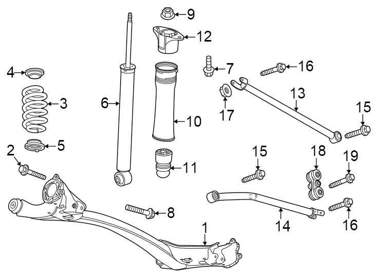 Rear suspension. Suspension components. Diagram