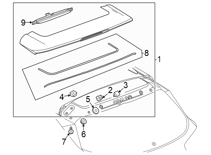 Lift gate. Spoiler. Diagram