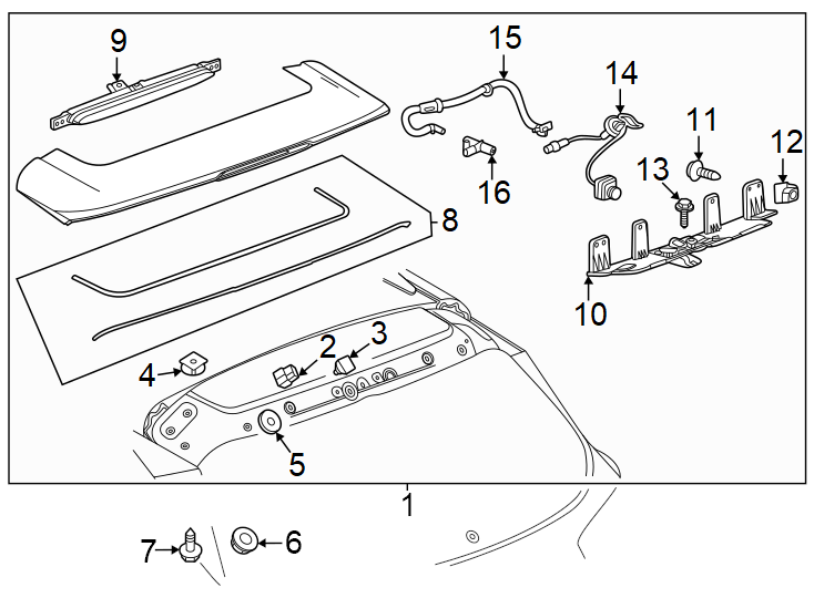 Lift gate. Spoiler. Diagram